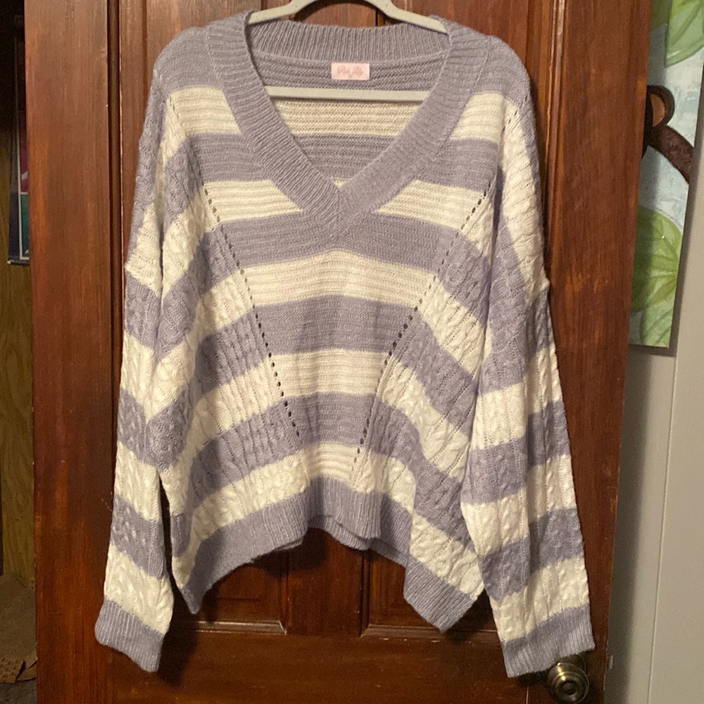 Pink lily strip sweater